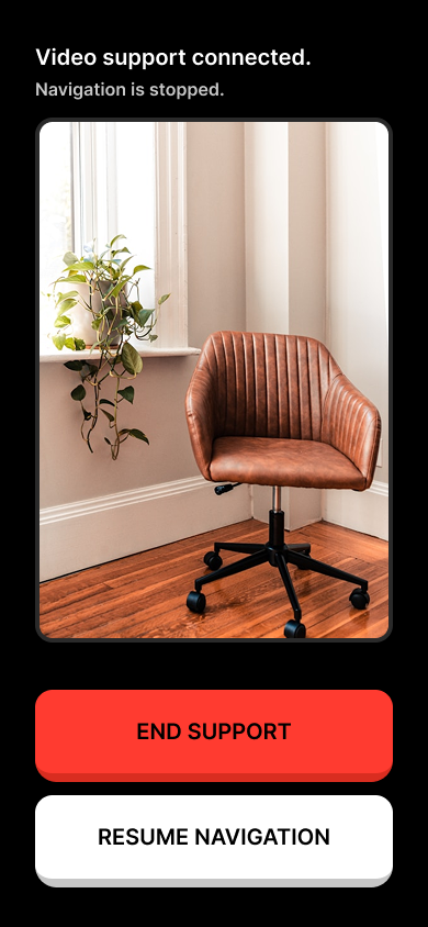 Video support with live camera feed for human assistance